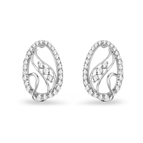 Oval Diamond Swirl Earrings
