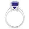 Image 3 : Elongated Octagon-Cut Tanzanite and Diamond Ring