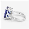 Image 4 : Elongated Octagon-Cut Tanzanite and Diamond Ring