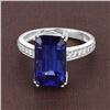 Image 5 : Elongated Octagon-Cut Tanzanite and Diamond Ring
