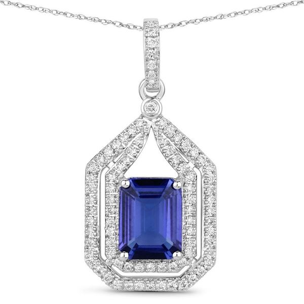 Tanzanite and Diamond Double Halo Pendant