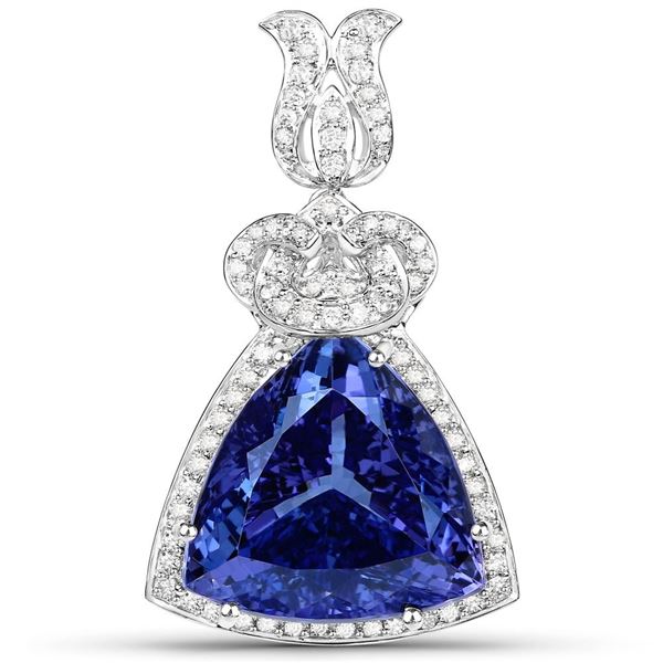 Regal Tanzanite and Diamond Pendant -Tulip Bail