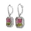 Image 2 : Watermelon Tourmaline and Diamond Dangle Earrings