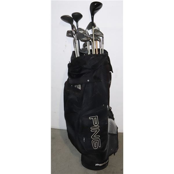 PING GOLF BAG WITH 13 CLUBS