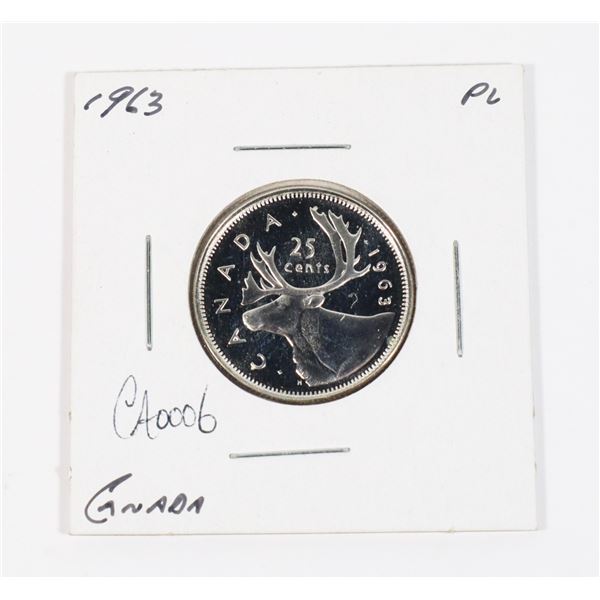 1963 CANADA SILVER 25 CENTS PROOF LIKE