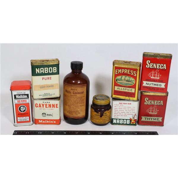 LOT OF VINTAGE SPICE CONTAINERS ETC