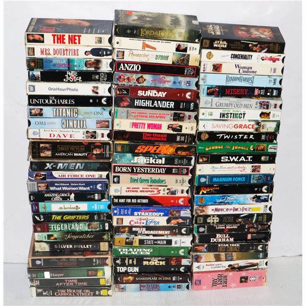 LOT OF VHS APX 75 IN BOX