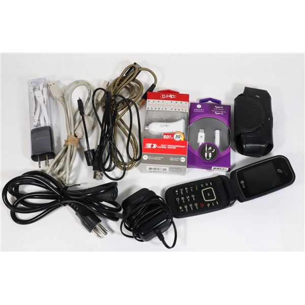 FLAT OF TECH ITEMS INCLUDING OLDER LG FLIP