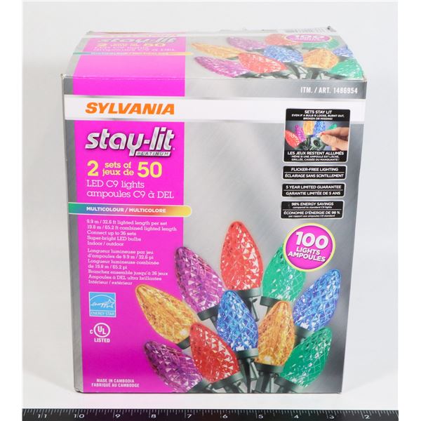 SYLVANIA STAY-LIT 2 SETS OF 50 LED C9 LIGHTS WORKS