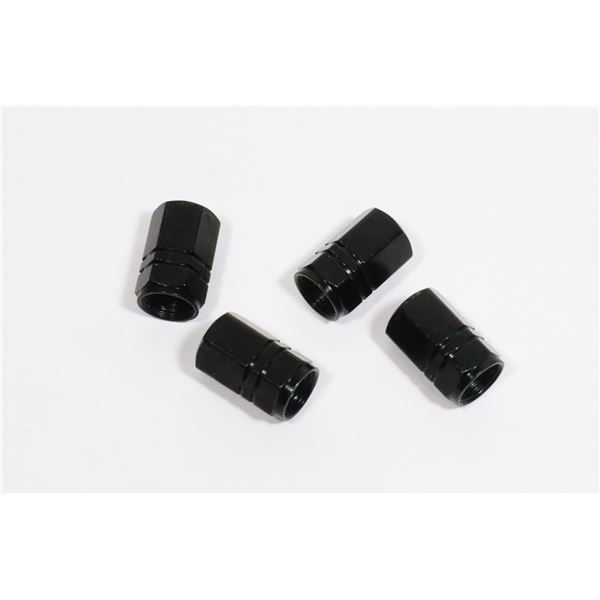 NEW 4 PC BLACK TIRE VALVE STEM CAPS