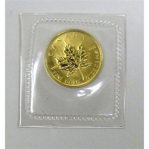 1/20 Oz/ 1.55 Gram .9999 Fine Gold 1993 Maple Leaf Coin 