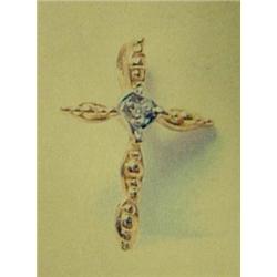 Diamond cross pendant, 10k yellow gold, accent diamonds, approx. .01 carats, SI2 clarity, J color, e