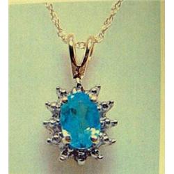 Topaz and diamond pendant and chain, 10K yellow gold, topaz oval, faceted, approx .75 carats, transp