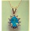 Image 1 : Topaz and diamond pendant and chain, 10K yellow gold, topaz oval, faceted, approx .75 carats, transp