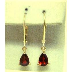 Garnet earrings, 14K yellow gold, garnets, pear, faceted, approx. 1. carat, transparent reddish-brow