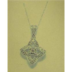 Diamond pendant and chain, 14K white gold, diamonds round cut, approx. .33 carats, clarity VS1-SI1, 