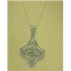 Image 1 : Diamond pendant and chain, 14K white gold, diamonds round cut, approx. .33 carats, clarity VS1-SI1, 