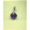 Image 1 : Amethyst and diamond pendant, platinum, amethyst heart shaped, faceted, approx. .50 carats, transpar