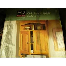 Oak Toilet Topper with towel bar (159)