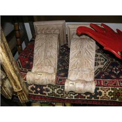 Lot of 2 white washed wood sconces (2)