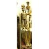 Image 1 : Lot of 3 Wood Skeleton figures: 3' tall, 66" tall, wood stake with skull and feathers -imported (2)