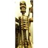 Image 3 : Lot of 3 Wood Skeleton figures: 3' tall, 66" tall, wood stake with skull and feathers -imported (2)