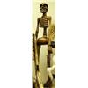 Image 4 : Lot of 3 Wood Skeleton figures: 3' tall, 66" tall, wood stake with skull and feathers -imported (2)