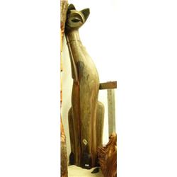 Carved wood cat - tip of one ear missing - imported (2)