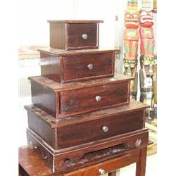 4 drawer stacking wood chests - imported (2)