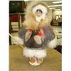 Image 1 : 15" Eskimo Doll with wood face and harpoon wearing fur parka and mukluks (74)