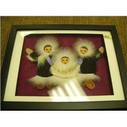 3 Eskimo dolls with fur parkas - Framed - frame is 13"X10" by Meribeth Orock from Pilot Point (2)
