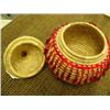 Image 2 : 7 1/2 inch woven basket with top, beaded decorations by Flora Wassillie from Togiak (2)