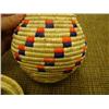 Image 3 : 7" grass basket with top with orange and blue by Flora Wassillie from Togiak (2)