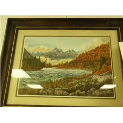 Print by Jim Knutson, double matted and framed (74)