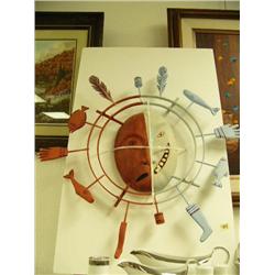 46" spirit mask with feathers, halibut, and salmon by Ed Scott (74)