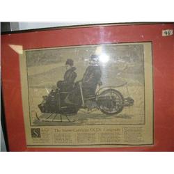 Framed and matted printed fabric "The Snow Carriage of Dr. Casgrain" (158