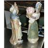 Image 2 : Lot of 2 ceramic figurines, male and female, can be used as tapered candle holder, and 2 wood Russia