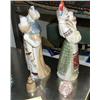 Image 3 : Lot of 2 ceramic figurines, male and female, can be used as tapered candle holder, and 2 wood Russia
