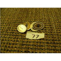 14K gold cufflink with initials "RPH" and small blue stone (74)