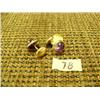 Image 1 : pair of 14K gold cufflinks, with light purple stone (74)