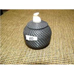 Baleen basket with whale tail finial Stock #635F (2)