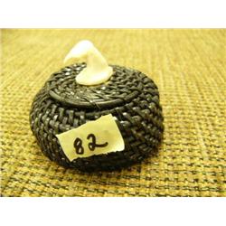 Baleen basket with whale tail finial by Robert Crumley Stock #598F (2)