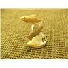 Image 4 : 2" Ivory carving of 2 sockeye salmon by S. Seeganna on fossilized ivory base (2)