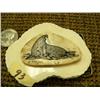 Image 2 : Ivory belt buckle with fossilized ivory with scrimshawed walrus by P. Mayac (2)