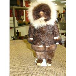 CHOICE on 4: 12 inch doll with wood face, wearing fur parka and mukluks (74)