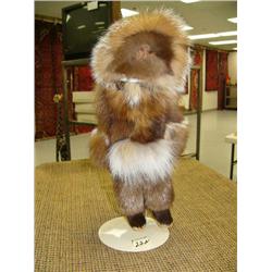 CHOICE on 4:13 1/4 inch wood face doll with fur parka and pants (74)