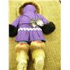 Image 5 : CHOICE ON 2: Eskimo doll with fur ruff and mukluks, purple kuspuk by Flora Wassillie from Togiak 14"
