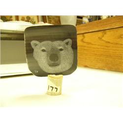 Scrimshawed baleen of polar bear on bone base by Napageak of Aluiqsat, AK (2)