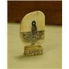 Image 1 : 2" ivory piece with Eskimo scrimshawed on a bone base (2)