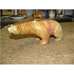 Soapstone bear carved by Oliver - 5" tall 10.25" long (33)